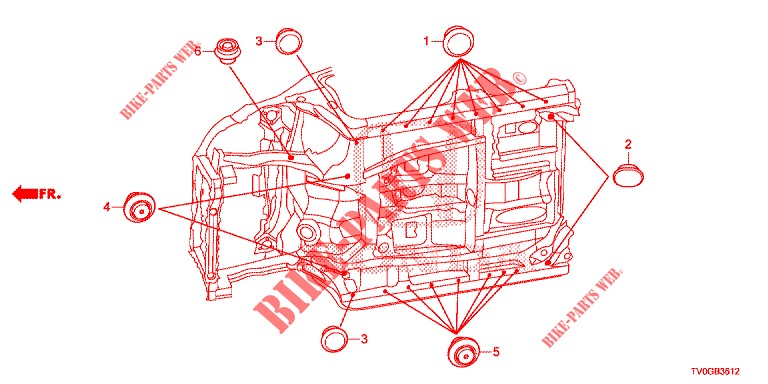 GUMMITUELLE (INFERIEUR) für Honda CIVIC 1.4 ELEGANCE 5 Türen 6 gang-Schaltgetriebe 2015