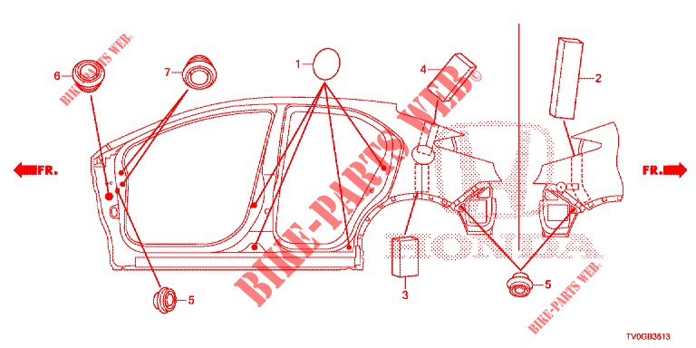 GUMMITUELLE (LATERAL) für Honda CIVIC 1.4 ELEGANCE 5 Türen 6 gang-Schaltgetriebe 2015