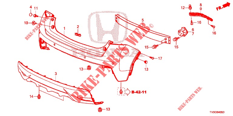 HINTERER STOSSFAENGER  für Honda CIVIC 1.4 ELEGANCE 5 Türen 6 gang-Schaltgetriebe 2015