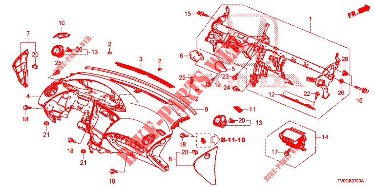 INSTRUMENTENBRETT, OBEN (LH) für Honda CIVIC 1.4 ELEGANCE 5 Türen 6 gang-Schaltgetriebe 2015