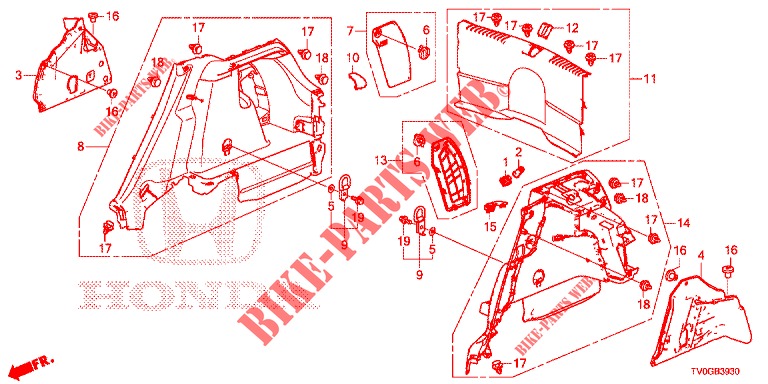 KOFFERRAUM SEITENVERKL.  für Honda CIVIC 1.4 ELEGANCE 5 Türen 6 gang-Schaltgetriebe 2015