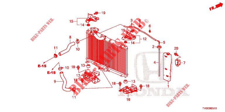 KUEHLERSCHLAUCH/RESERVETANK (1.4L) für Honda CIVIC 1.4 ELEGANCE 5 Türen 6 gang-Schaltgetriebe 2015