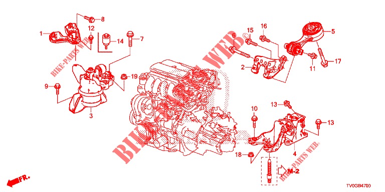 MOTORBEFESTIGUNGEN (1.4L) für Honda CIVIC 1.4 ELEGANCE 5 Türen 6 gang-Schaltgetriebe 2015