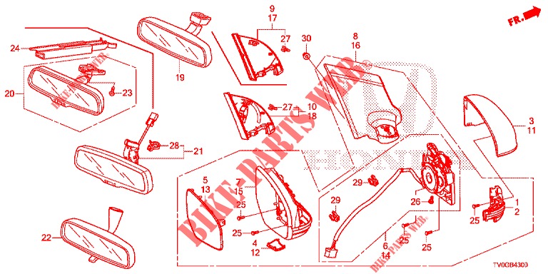 SPIEGEL/SCHIEBEDACH  für Honda CIVIC 1.4 ELEGANCE 5 Türen 6 gang-Schaltgetriebe 2015