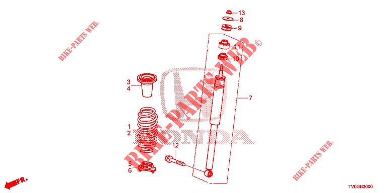 STOSSDAEMPFER HINTEN  für Honda CIVIC 1.4 ELEGANCE 5 Türen 6 gang-Schaltgetriebe 2015
