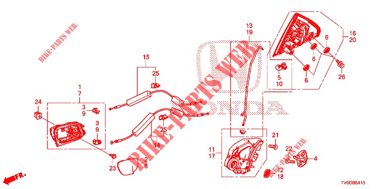 TUERSCHLOESSER, HINTEN/AEUSSERER GRIFF  für Honda CIVIC 1.4 ELEGANCE 5 Türen 6 gang-Schaltgetriebe 2015