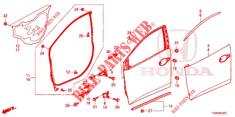 TUERTAFELN, VORNE(2D)  für Honda CIVIC 1.4 ELEGANCE 5 Türen 6 gang-Schaltgetriebe 2015
