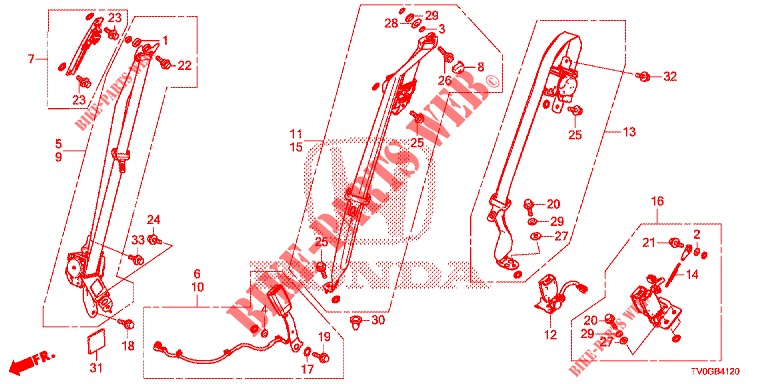 VORDERSITZ/SITZGURTE  für Honda CIVIC 1.4 ELEGANCE 5 Türen 6 gang-Schaltgetriebe 2015