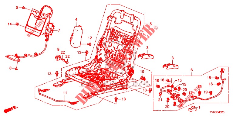 VORNE SITZKOMPONENTEN (D.) (SIEGE REGLAGE MANUEL) für Honda CIVIC 1.4 ELEGANCE 5 Türen 6 gang-Schaltgetriebe 2015