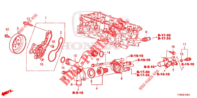 WASSERPUMPE/THERMOSTAT (1.4L) für Honda CIVIC 1.4 ELEGANCE 5 Türen 6 gang-Schaltgetriebe 2015