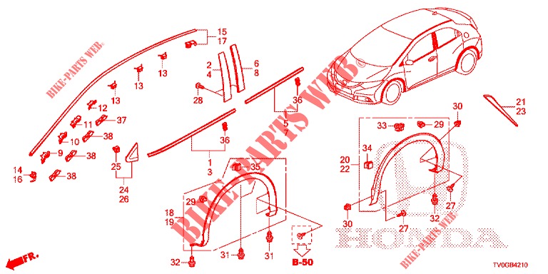 ZIERLEISTE/SCHUTZ  für Honda CIVIC 1.4 ELEGANCE 5 Türen 6 gang-Schaltgetriebe 2015