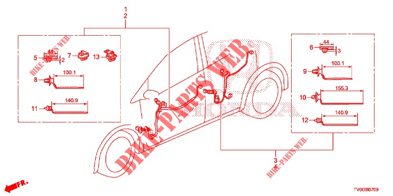 KABELBAUM (6) für Honda CIVIC DIESEL 1.6 EXECUTIVE AUDIOLESS 5 Türen 6 gang-Schaltgetriebe 2015