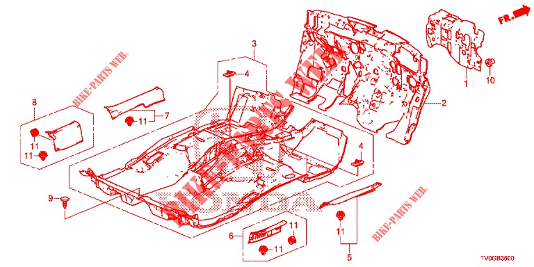 BODENMATTE/ISOLATOR  für Honda CIVIC DIESEL 1.6 EXCLUSIVE 5 Türen 6 gang-Schaltgetriebe 2015