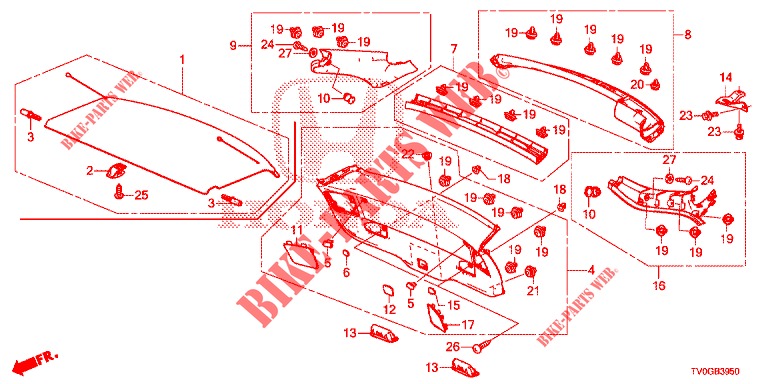 HECKKLAPPENVERKLEIDUNG/ TAFELVERKLEIDUNG, HINTEN(2D)  für Honda CIVIC 1.8 EXECUTIVE 5 Türen 5 gang automatikgetriebe 2015