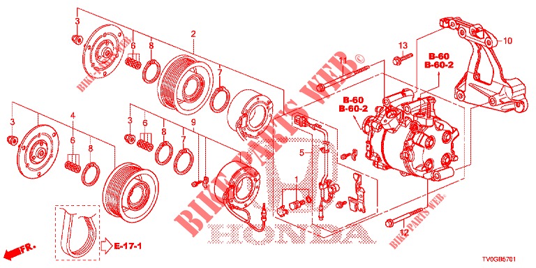 KLIMAANLAGE (COMPRESSEUR) (1.8L) für Honda CIVIC 1.8 EXECUTIVE 5 Türen 5 gang automatikgetriebe 2015