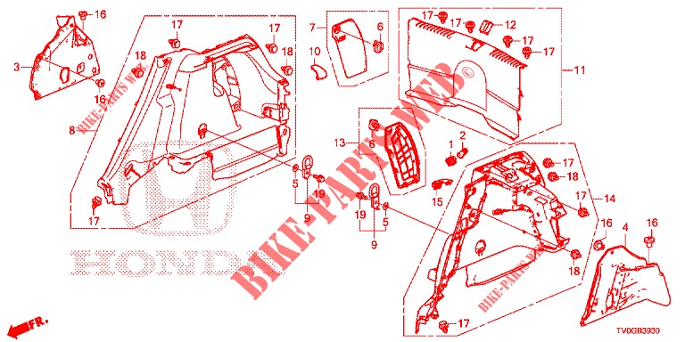 KOFFERRAUM SEITENVERKL.  für Honda CIVIC 1.8 EXECUTIVE 5 Türen 5 gang automatikgetriebe 2015