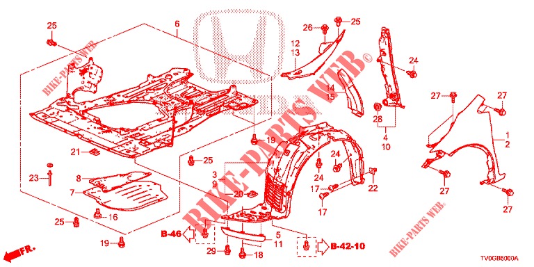 KOTFLUEGEL, VORNE  für Honda CIVIC 1.8 EXECUTIVE 5 Türen 5 gang automatikgetriebe 2015