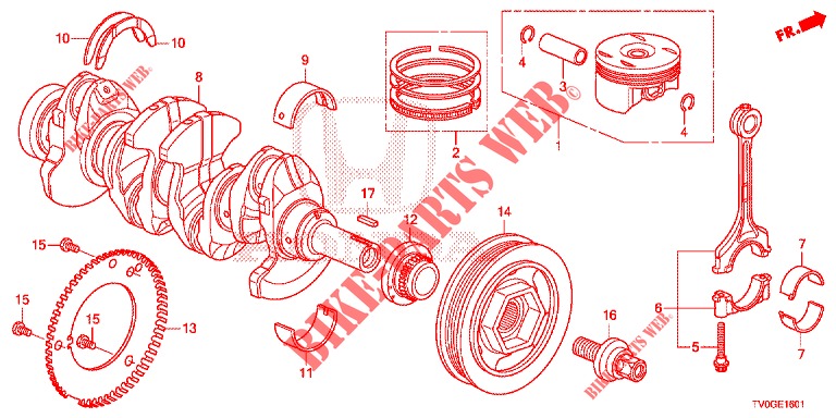 KURBELWELLE/KOLBEN (1.8L) für Honda CIVIC 1.8 EXECUTIVE 5 Türen 5 gang automatikgetriebe 2015