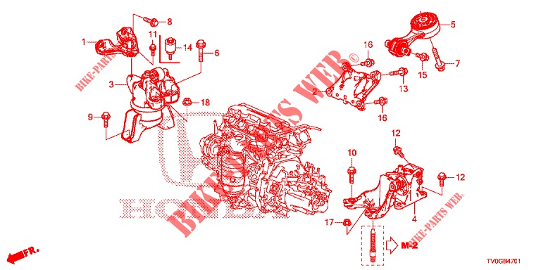 MOTORBEFESTIGUNGEN (1.8L) (MT) für Honda CIVIC 1.8 EXECUTIVE 5 Türen 5 gang automatikgetriebe 2015