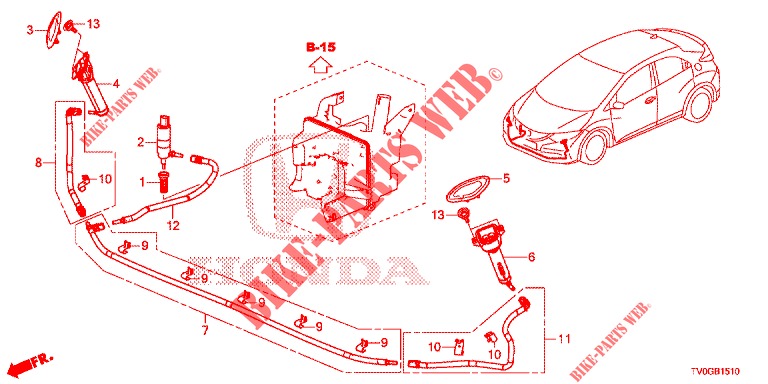 SCHEINWERFERWASCHER(S)  für Honda CIVIC 1.8 EXECUTIVE 5 Türen 5 gang automatikgetriebe 2015