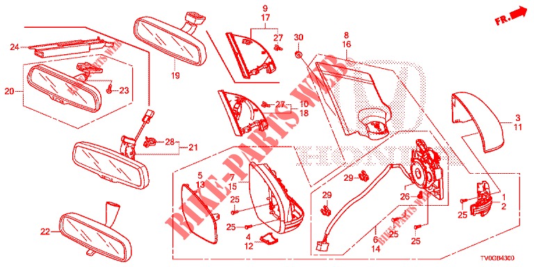 SPIEGEL/SCHIEBEDACH  für Honda CIVIC 1.8 EXECUTIVE 5 Türen 5 gang automatikgetriebe 2015