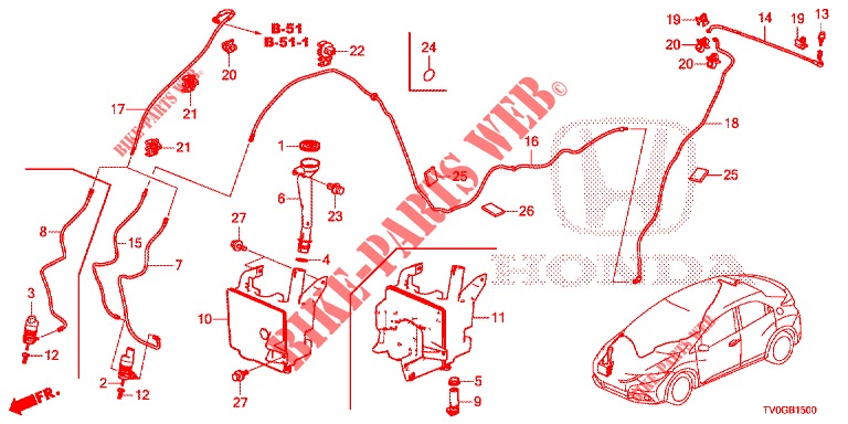 WINDSCHUTZSCHEIBENWASCHER (2D)  für Honda CIVIC 1.8 EXECUTIVE 5 Türen 5 gang automatikgetriebe 2015