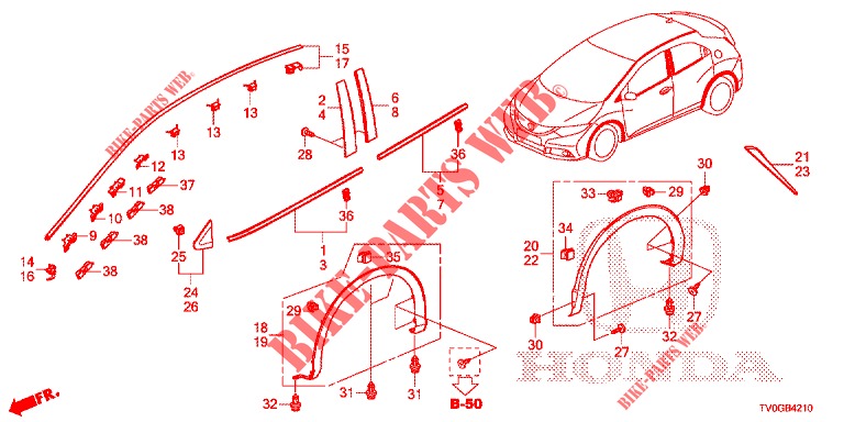 ZIERLEISTE/SCHUTZ  für Honda CIVIC 1.8 EXECUTIVE 5 Türen 5 gang automatikgetriebe 2015