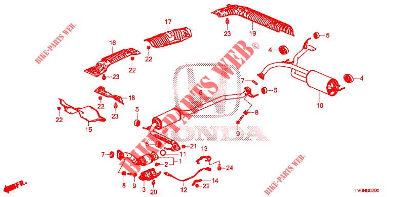 AUSPUFFROHR/SCHALLDAEMPFER (1.4L) für Honda CIVIC 1.4 ELEGANCE 5 Türen 6 gang-Schaltgetriebe 2016