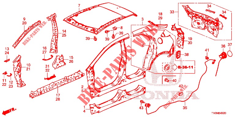 AUSSENBLECHE/TAFEL, HINTEN  für Honda CIVIC 1.4 ELEGANCE 5 Türen 6 gang-Schaltgetriebe 2016