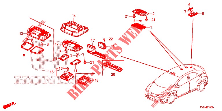 INNENLEUCHTE  für Honda CIVIC 1.4 ELEGANCE 5 Türen 6 gang-Schaltgetriebe 2016