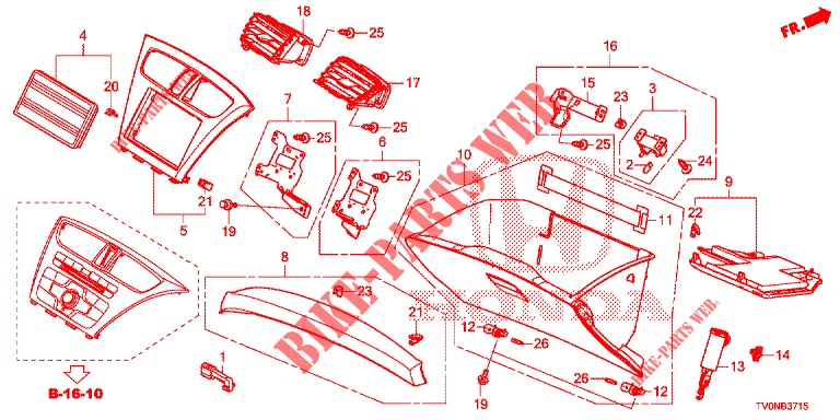 INSTRUMENT, ZIERSTUECK (LH) für Honda CIVIC 1.4 ELEGANCE 5 Türen 6 gang-Schaltgetriebe 2016