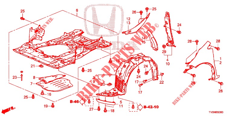KOTFLUEGEL, VORNE  für Honda CIVIC 1.4 ELEGANCE 5 Türen 6 gang-Schaltgetriebe 2016