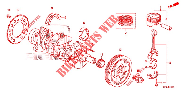 KURBELWELLE/KOLBEN (1.4L) für Honda CIVIC 1.4 ELEGANCE 5 Türen 6 gang-Schaltgetriebe 2016
