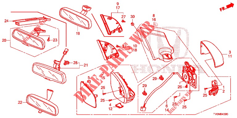 SPIEGEL/SCHIEBEDACH  für Honda CIVIC 1.4 ELEGANCE 5 Türen 6 gang-Schaltgetriebe 2016