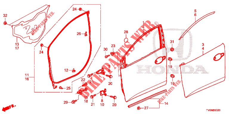TUERTAFELN, VORNE(2D)  für Honda CIVIC 1.4 ELEGANCE 5 Türen 6 gang-Schaltgetriebe 2016