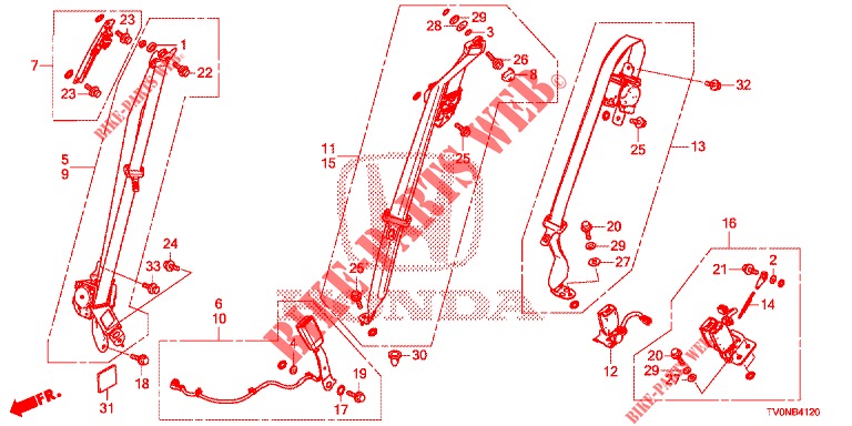VORDERSITZ/SITZGURTE  für Honda CIVIC 1.4 ELEGANCE 5 Türen 6 gang-Schaltgetriebe 2016