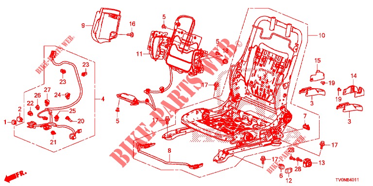 VORNE SITZKOMPONENTEN (G.) (HAUTEUR MANUELLE) für Honda CIVIC 1.4 ELEGANCE 5 Türen 6 gang-Schaltgetriebe 2016