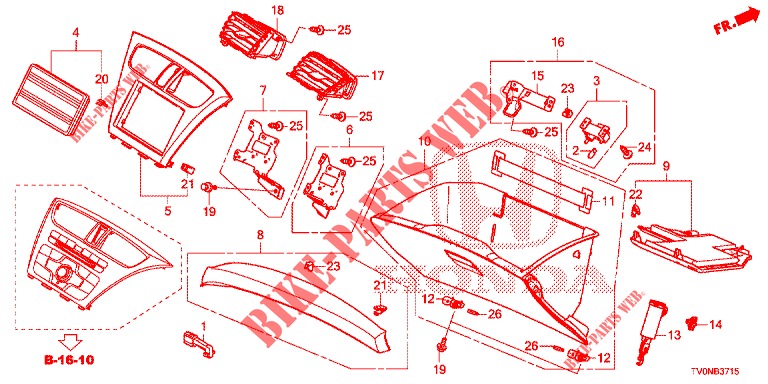 INSTRUMENT, ZIERSTUECK (LH) für Honda CIVIC 1.4 S 5 Türen 6 gang-Schaltgetriebe 2016