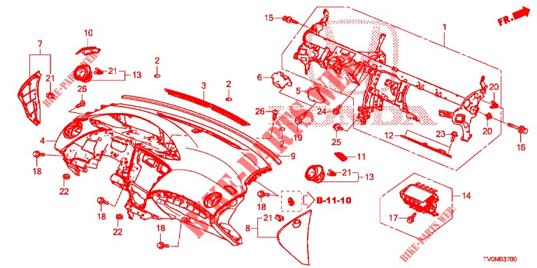 INSTRUMENTENBRETT, OBEN (LH) für Honda CIVIC 1.4 S 5 Türen 6 gang-Schaltgetriebe 2016
