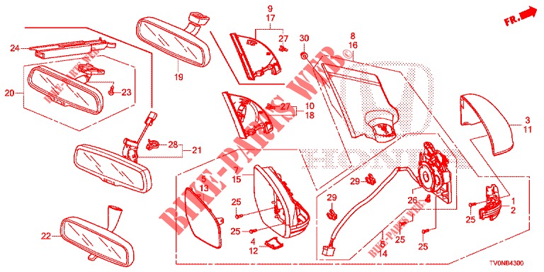 SPIEGEL/SCHIEBEDACH  für Honda CIVIC 1.4 S 5 Türen 6 gang-Schaltgetriebe 2016