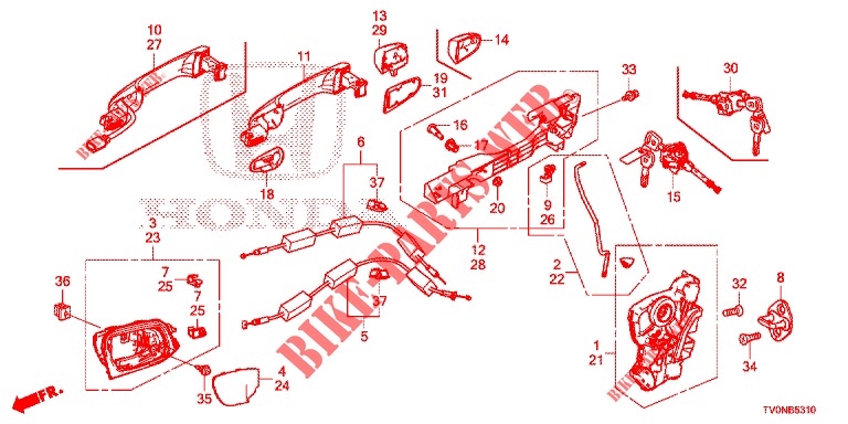TUERSCHLOESSER, VORNE/AEUSSERER GRIFF  für Honda CIVIC 1.4 S 5 Türen 6 gang-Schaltgetriebe 2016