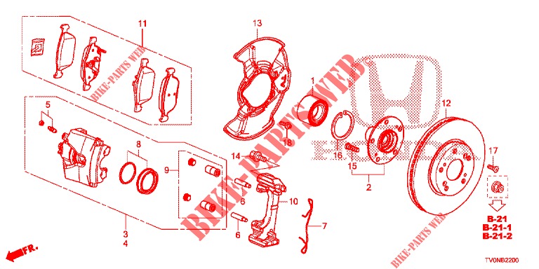VORDERRADBREMSE  für Honda CIVIC 1.4 S 5 Türen 6 gang-Schaltgetriebe 2016
