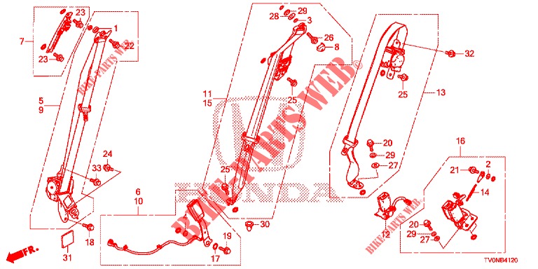 VORDERSITZ/SITZGURTE  für Honda CIVIC 1.4 S 5 Türen 6 gang-Schaltgetriebe 2016