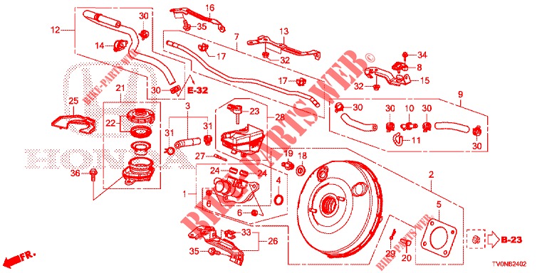 HAUPTBREMSZYLINDER/MASTER POWER (DIESEL) (LH) für Honda CIVIC DIESEL 1.6 EXECUTIVE NAVI EDITION X 5 Türen 6 gang-Schaltgetriebe 2016