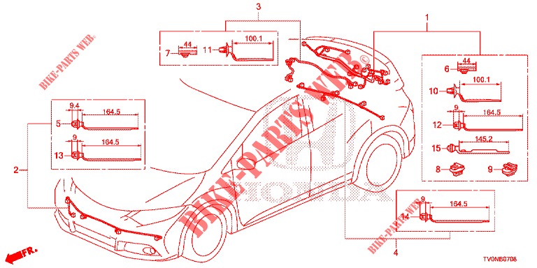 KABELBAUM (5) für Honda CIVIC DIESEL 1.6 EXECUTIVE NAVI EDITION X 5 Türen 6 gang-Schaltgetriebe 2016