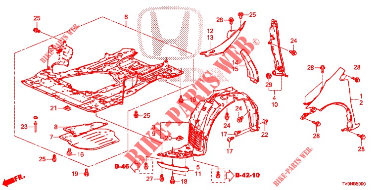 KOTFLUEGEL, VORNE  für Honda CIVIC DIESEL 1.6 EXECUTIVE NAVI EDITION X 5 Türen 6 gang-Schaltgetriebe 2016