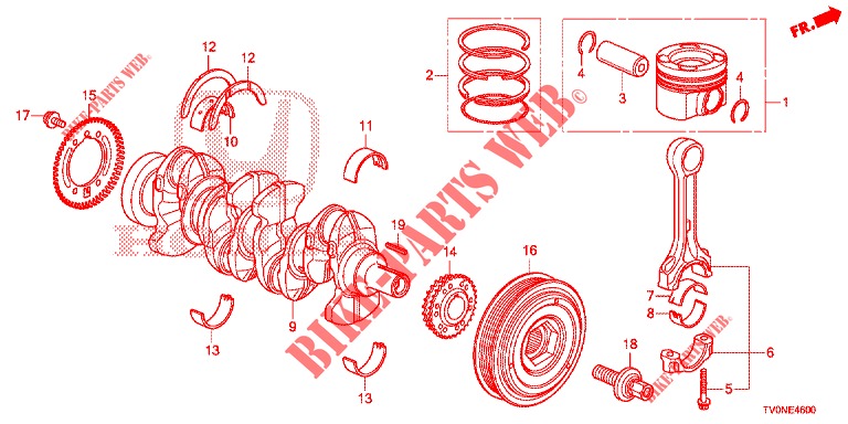 KURBELWELLE/KOLBEN (DIESEL) für Honda CIVIC DIESEL 1.6 EXECUTIVE NAVI EDITION X 5 Türen 6 gang-Schaltgetriebe 2016