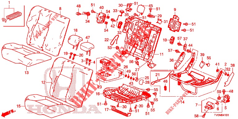 RUECKSITZ/SITZGURT, (D.) für Honda CIVIC DIESEL 1.6 EXECUTIVE NAVI EDITION X 5 Türen 6 gang-Schaltgetriebe 2016