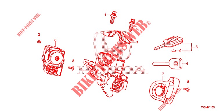 SCHLIESSZYLINDER KOMPONENTEN  für Honda CIVIC DIESEL 1.6 EXECUTIVE NAVI EDITION X 5 Türen 6 gang-Schaltgetriebe 2016