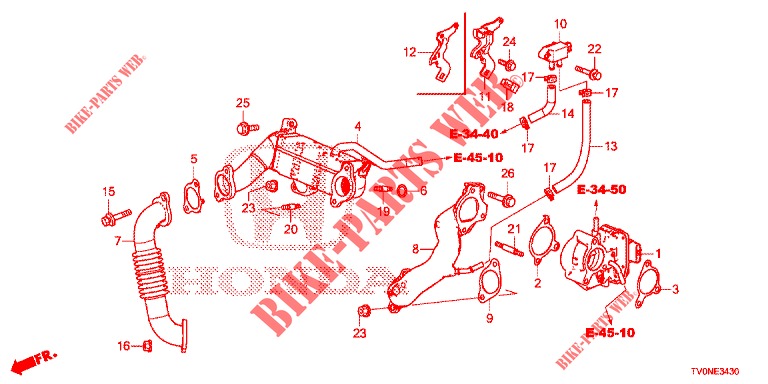 VENTILRÜCKFÜHRUNG ABGAS. NIEDERDRUCKKREISLAUF (DIESEL) für Honda CIVIC DIESEL 1.6 EXECUTIVE NAVI EDITION X 5 Türen 6 gang-Schaltgetriebe 2016